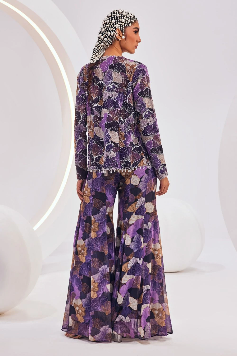 Divya Aggarwal Muriel Royal Purple Floral Printed Jacket Set 5 Divya Aggarwal Muriel Royal Purple Floral Printed Jacket Set - Image 5