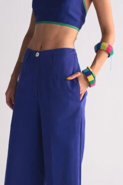 Ikai Electric Blue Applique Elasticated Pants -Inca Style Shop 5823iai41 3 1
