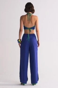 Ikai Electric Blue Applique Elasticated Pants -Inca Style Shop 5823iai41 4 1