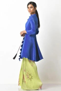 Kiran Uttam Ghosh Indigo Pleated Wrap With Motif Detail -Inca Style Shop 64kug8 3
