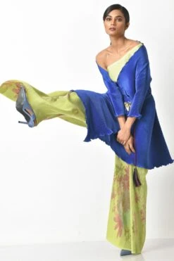 Kiran Uttam Ghosh Indigo Pleated Wrap With Motif Detail -Inca Style Shop 64kug8 4