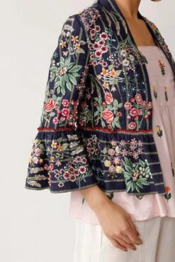 Payal Pratap Striped Embroidered Floral Jacket -Inca Style Shop 7bt 83 4