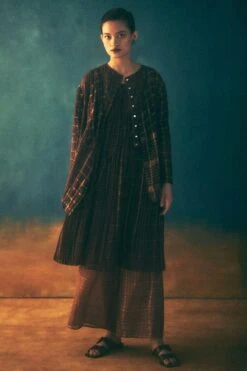 Urvashi Kaur Umber Checkered Overlay