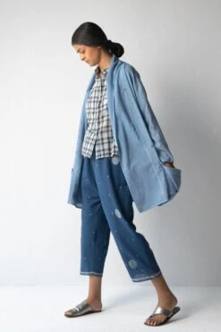 Urvashi Kaur Indigo Cotton Crop Pants