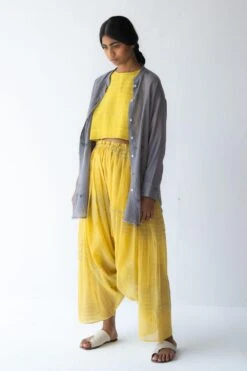 Urvashi Kaur Yellow Silk Cotton Salwar Pants