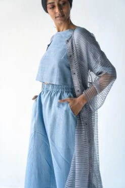 Urvashi Kaur Grey Linen Sheer Overlay -Inca Style Shop apara 87 4