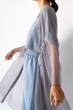 Urvashi Kaur Grey Linen Sheer Overlay -Inca Style Shop apara 87 5