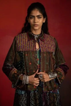 Sunira Designs Mirch Masala Brown Bomber Jacket -Inca Style Shop aw2101b 3