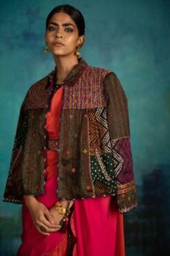 Sunira Designs Mirch Masala Brown Bomber Jacket -Inca Style Shop aw2101b 4