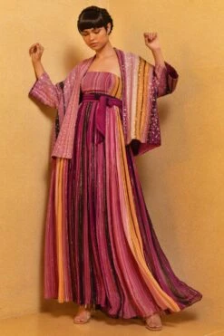 Nikita Mhaisalkar Berry Stroke Print Sheeted Jacket