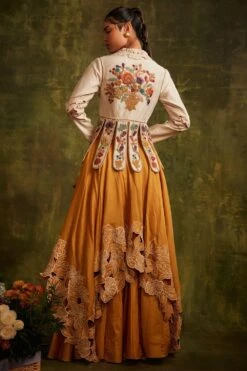 Chandrima Ivory Panelled Beadwork Jacket -Inca Style Shop cfw21j20 4