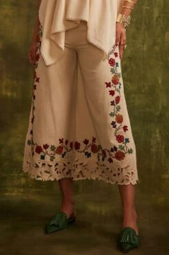 Chandrima Ivory Pants With Beadwork & Cutwork Details -Inca Style Shop cfw21p04 3