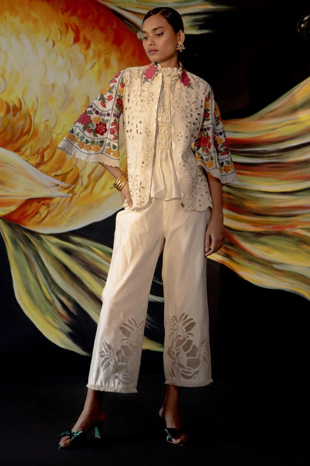 Chandrima Ivory Floral Embroidered Jacket 1 Chandrima Ivory Floral Embroidered Jacket