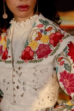 Chandrima Ivory Embroidered Jacket With Bell Sleeves 6 Chandrima Ivory Embroidered Jacket With Bell Sleeves -Inca Style Shop ch1217 3