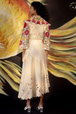 Chandrima Ivory Embroidered Jacket With Bell Sleeves 7 Chandrima Ivory Embroidered Jacket With Bell Sleeves -Inca Style Shop ch1217 4