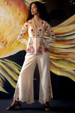 Chandrima Ivory Cutwork Bell Bottoms