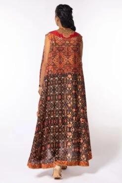 Nergis By Debyani Printed Top & Black Drape Pants With Jacket -Inca Style Shop deb05 4