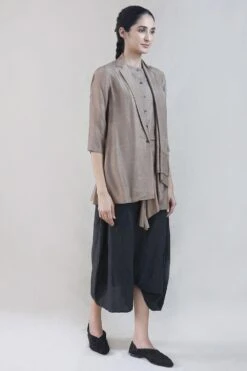 Kantha Embroidered Asymmetric Blazer Top