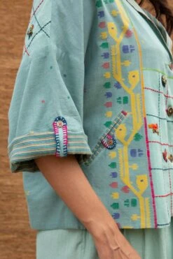 Sunira Designs Blue Embroidered Blazer -Inca Style Shop j2225a 3