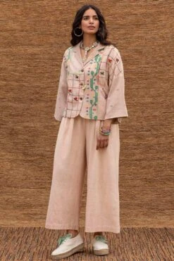 Sunira Designs Pink Embroidered Blazer