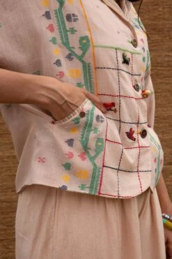 Sunira Designs Pink Embroidered Blazer -Inca Style Shop j2225d 5