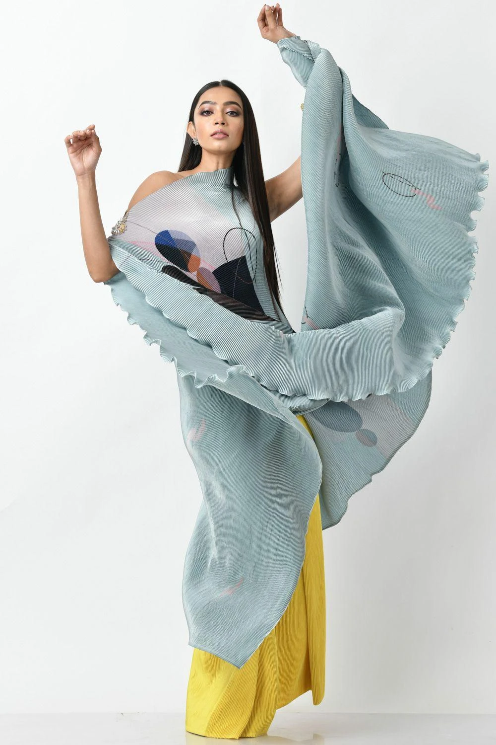 Kiran Uttam Ghosh Yellow Pleated Wide Leg Pants 6 Kiran Uttam Ghosh Yellow Pleated Wide Leg Pants - Image 6