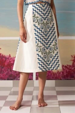 Ikai Ivory Panelled Midi Skirt -Inca Style Shop pls3121 3