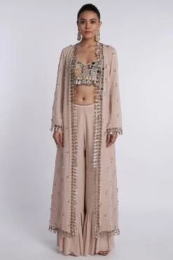 Payal Singhal Embroidered Jacket And Frilled Palazzo Set