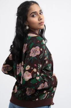 PS Pret By Payal Singhal Brown Abutilon Bomber Jacket -Inca Style Shop ps jk0003 e 3