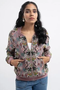 PS Pret By Payal Singhal Pink Printed Bomber Jacket