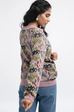 PS Pret By Payal Singhal Pink Printed Bomber Jacket -Inca Style Shop ps jk0003 f 4