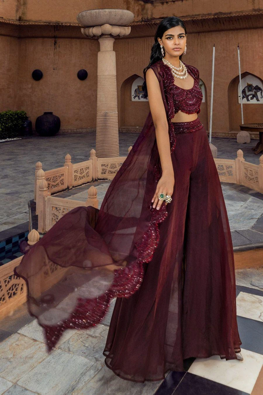 Ridhima Bhasin Plum Embroidered Jacket Set 2 Ridhima Bhasin Plum Embroidered Jacket Set - Image 2