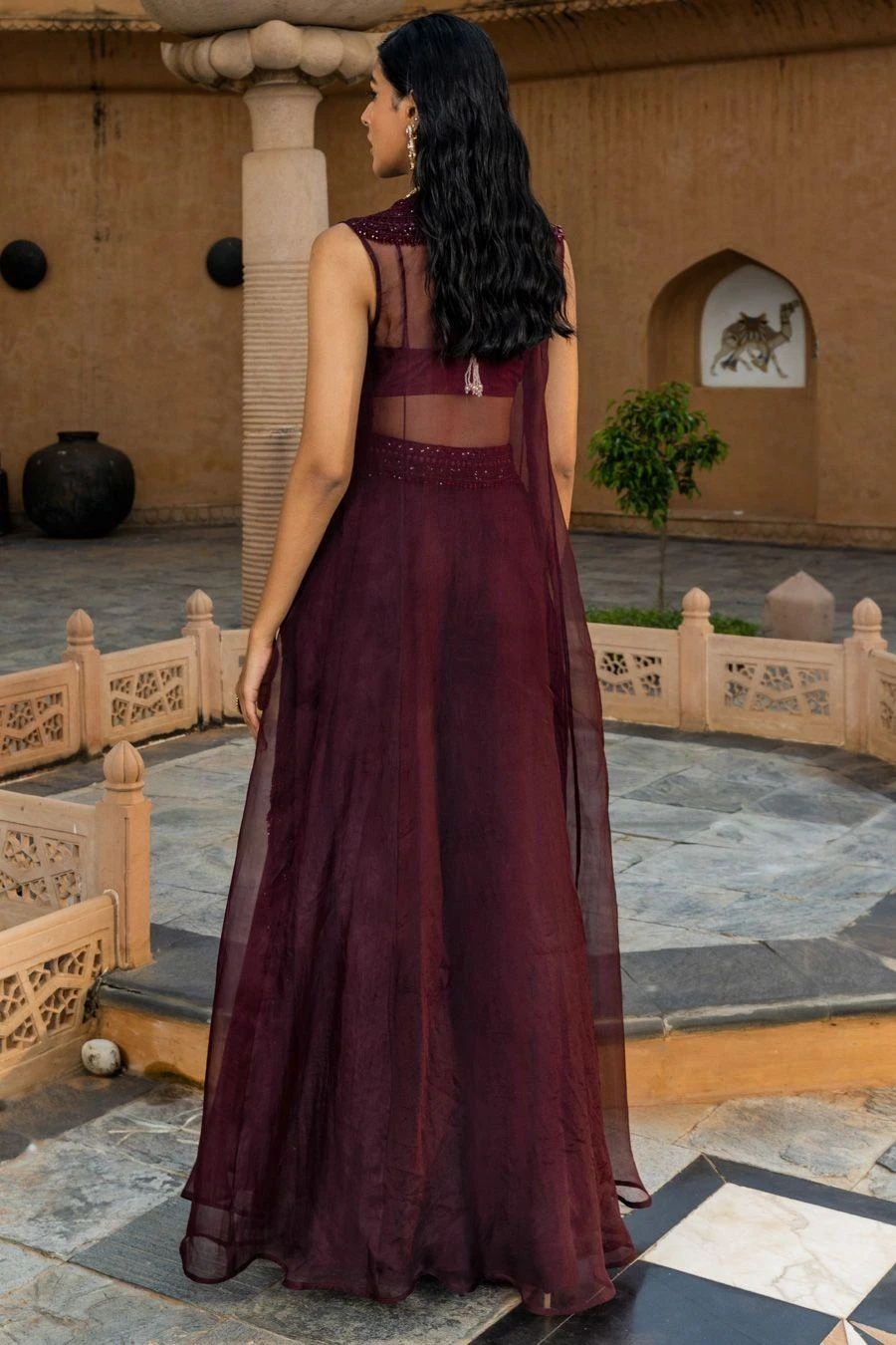 Ridhima Bhasin Plum Embroidered Jacket Set 5 Ridhima Bhasin Plum Embroidered Jacket Set - Image 5