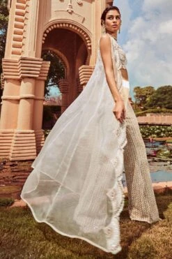 Ridhima Bhasin Ivory Embellished Long Jacket Set -Inca Style Shop rb 1811rb25 3