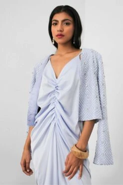 431-88 By Shweta Kapur Ice Blue Flared Sleeves Jacket