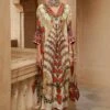Rajdeep Ranawat Beige Printed Silk Palazzos