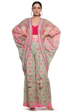 Siddhartha Bansal Pink & Green Embellished Shrug -Inca Style Shop sb odsy 035 3