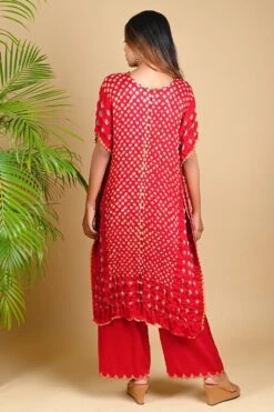 Red Gajji Satin Silk Pants -Inca Style Shop scalpants 3