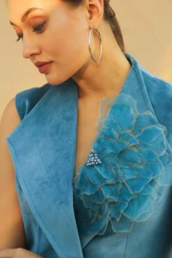 Sakshi Khetterpal Aqua Splash Sleeveless Double Breasted Jacket -Inca Style Shop sk 072 4