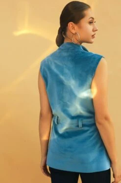 Sakshi Khetterpal Aqua Splash Sleeveless Double Breasted Jacket -Inca Style Shop sk 072 5