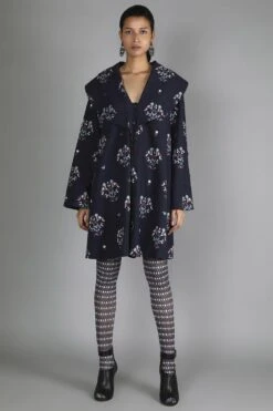 SVA Dark Blue Printed Jacket & Stocking Set