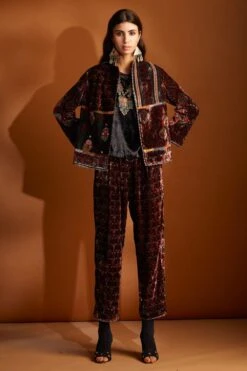 Sunira Designs Maroon Ajrak Hand-block Printed Blazer