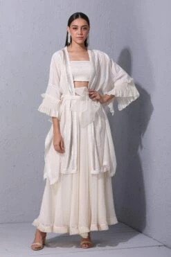 Varun Bahl Pret Ivory Chanderi Tie-up Jacket