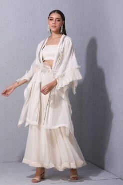 Varun Bahl Pret Ivory Chanderi Tie-up Jacket 6 Varun Bahl Pret Ivory Chanderi Tie-up Jacket -Inca Style Shop vb pret 20 ge pp c 03 3