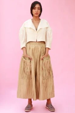 Antar-Agni Champagne Textured Anti Fit Pants